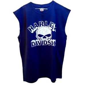 Harley-Davidson men's sleeveless t shirt with crackle graphics skull front. 2X